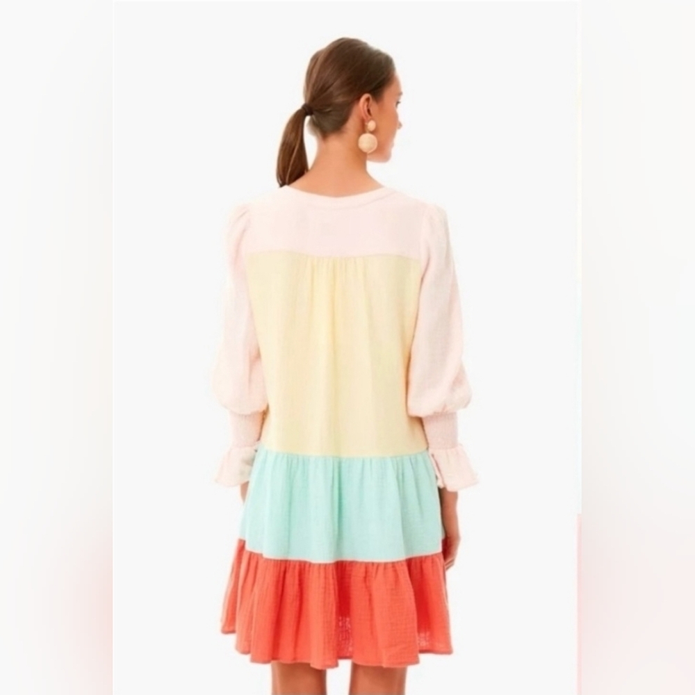 Tuckernuck Pomander Place Kenzo Tiered Gauze Sorbet Long Sleeve Dress Size XL - Picture 2 of 6